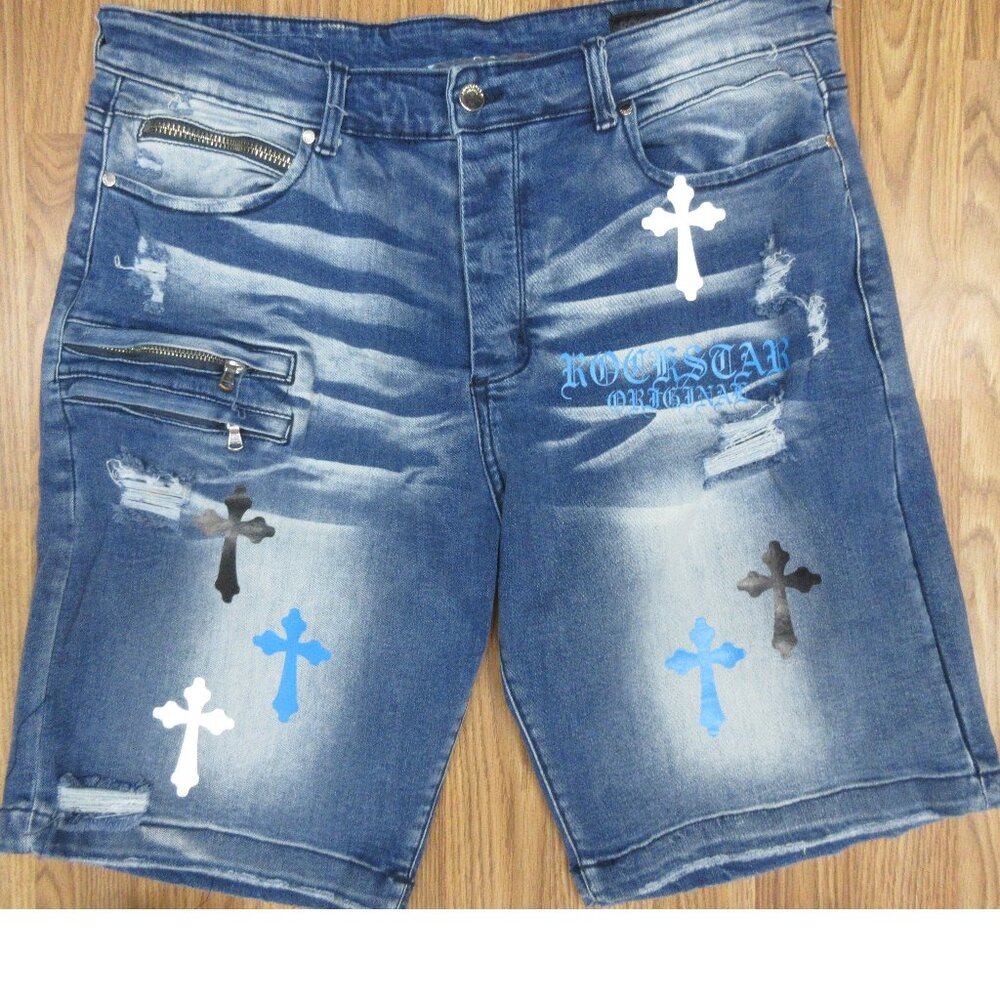 ROCKSTAR ORIGINGAL ULTRA SLIM FIT DENIM JEAN SHORTS COTTON/SPANDEX Sz 38